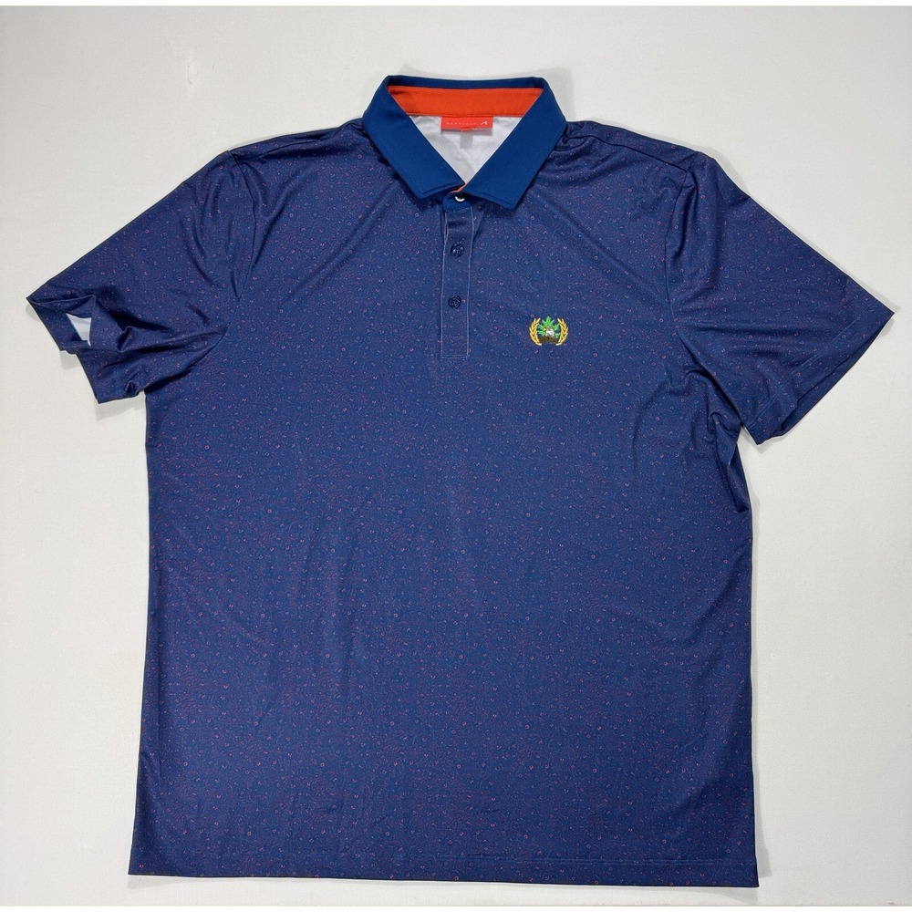 Redvanly Polo Shirt Mens XL Golf Performance Stretch Blue Red Floral Eagle Logo